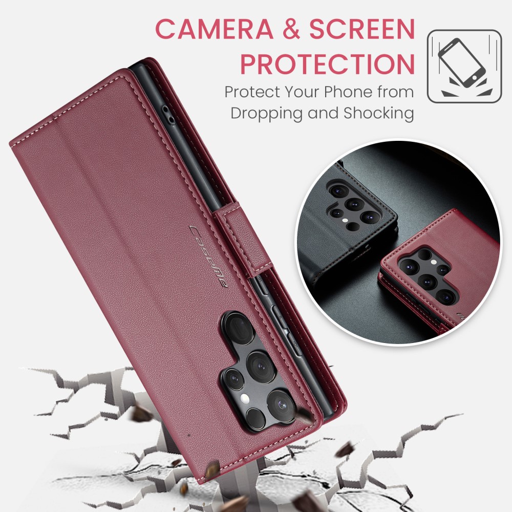 CASEME CASEME Galaxy S24 Ultra Fodral Slim Litchi Läder Röd