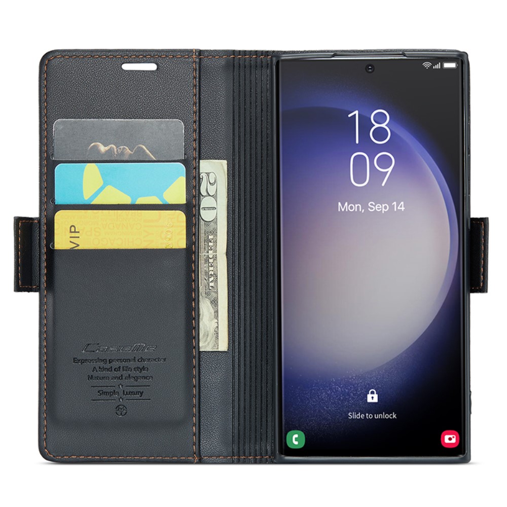 CASEME CASEME Galaxy S24 Ultra Fodral Slim Litchi Läder Svart