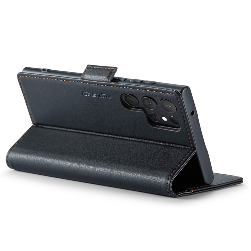CASEME CASEME Galaxy S24 Ultra Fodral Slim Litchi Läder Svart