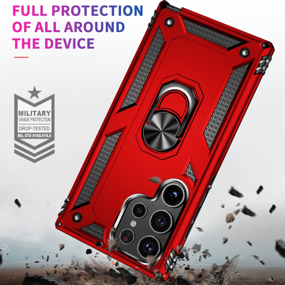  Samsung Galaxy S24 Ultra Skal Ring Hybrid Armor Röd
