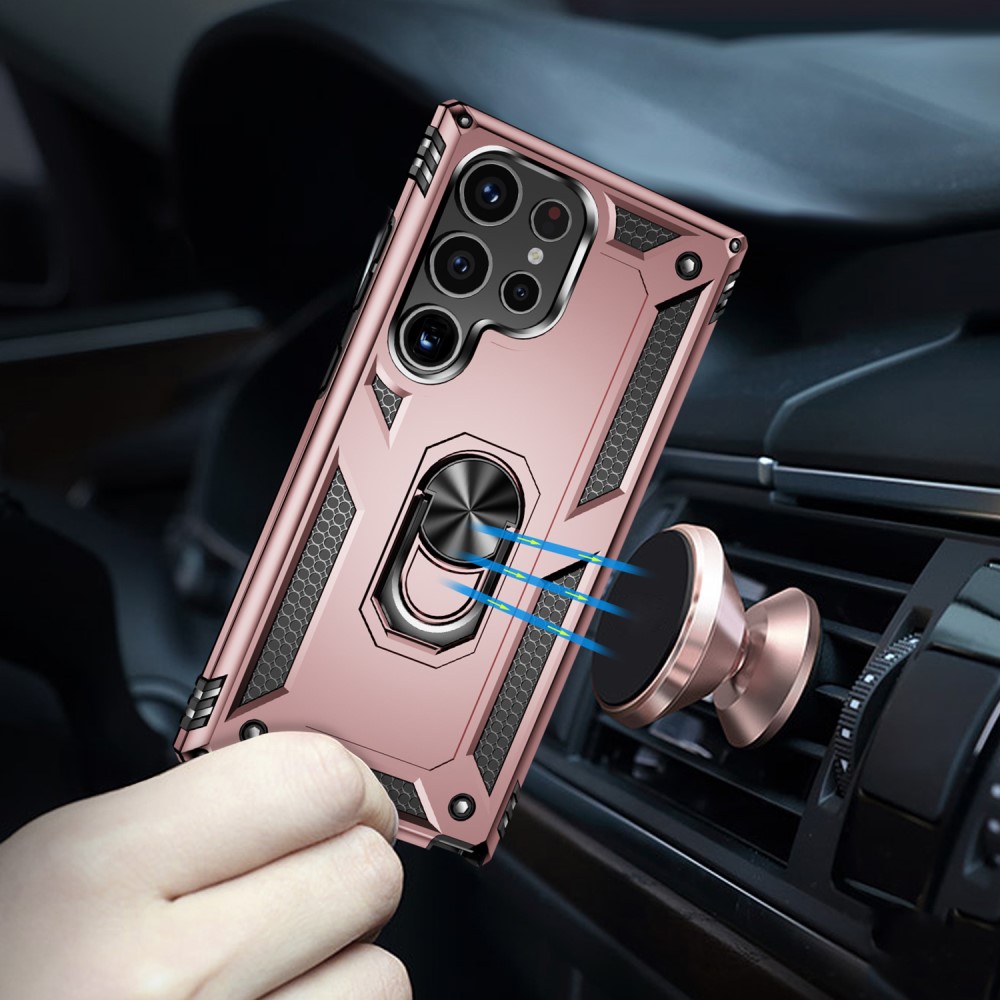  Samsung Galaxy S24 Ultra Skal Ring Hybrid Armor Roséguld