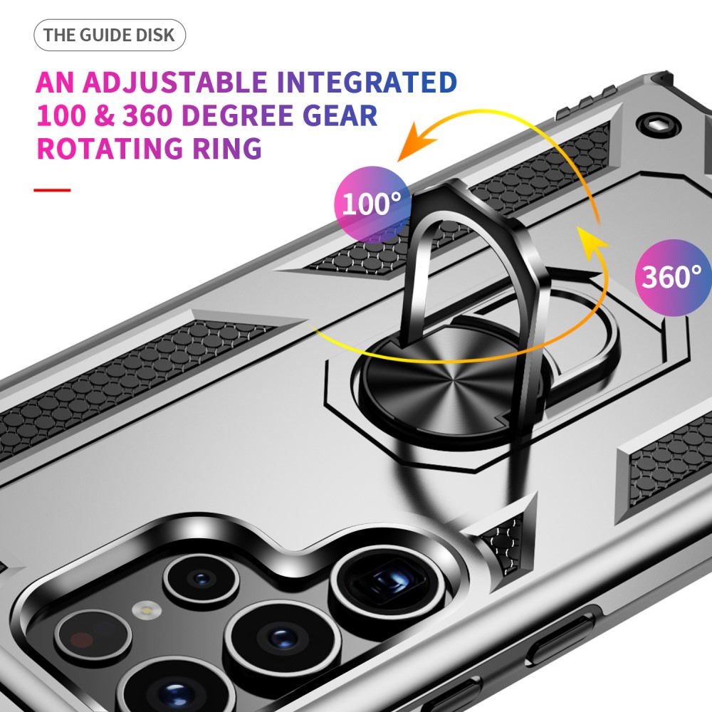  Samsung Galaxy S24 Ultra Skal Ring Hybrid Armor Silver