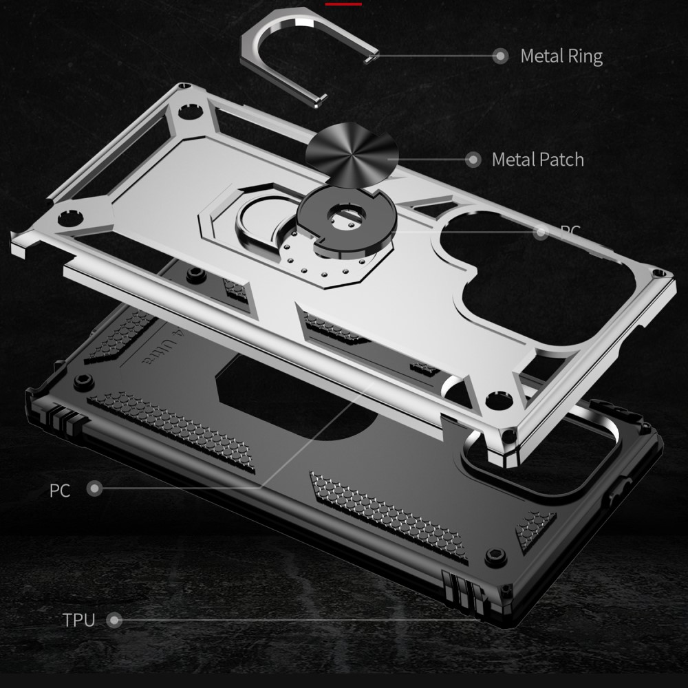  Samsung Galaxy S24 Ultra Skal Ring Hybrid Armor Silver