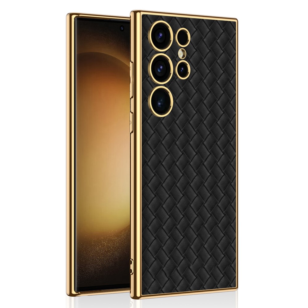 GKK GKK Galaxy S24 Ultra Skal Vävd Hybrid Läder Svart