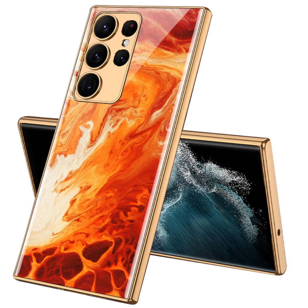 GKK GKK Galaxy S24 Ultra Skal Härdat Glas Electroplate Röd Agat
