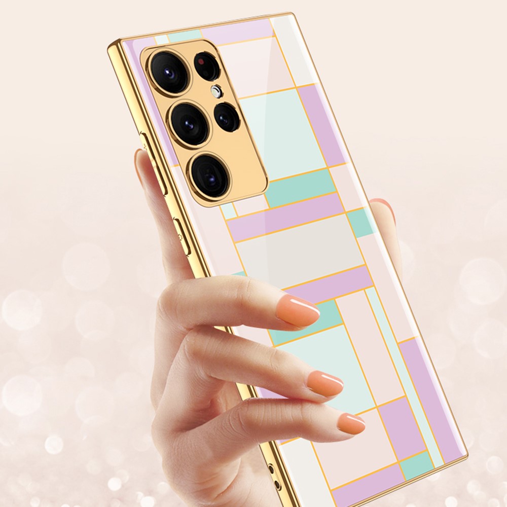 GKK GKK Galaxy S24 Ultra Skal Härdat Glas Electroplate Röd Agat