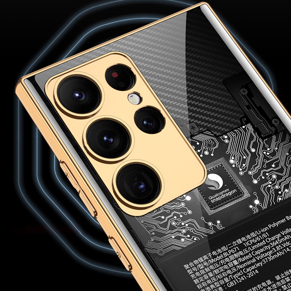 GKK GKK Galaxy S24 Ultra Skal Härdat Glas Electroplate Kolfiber Textur