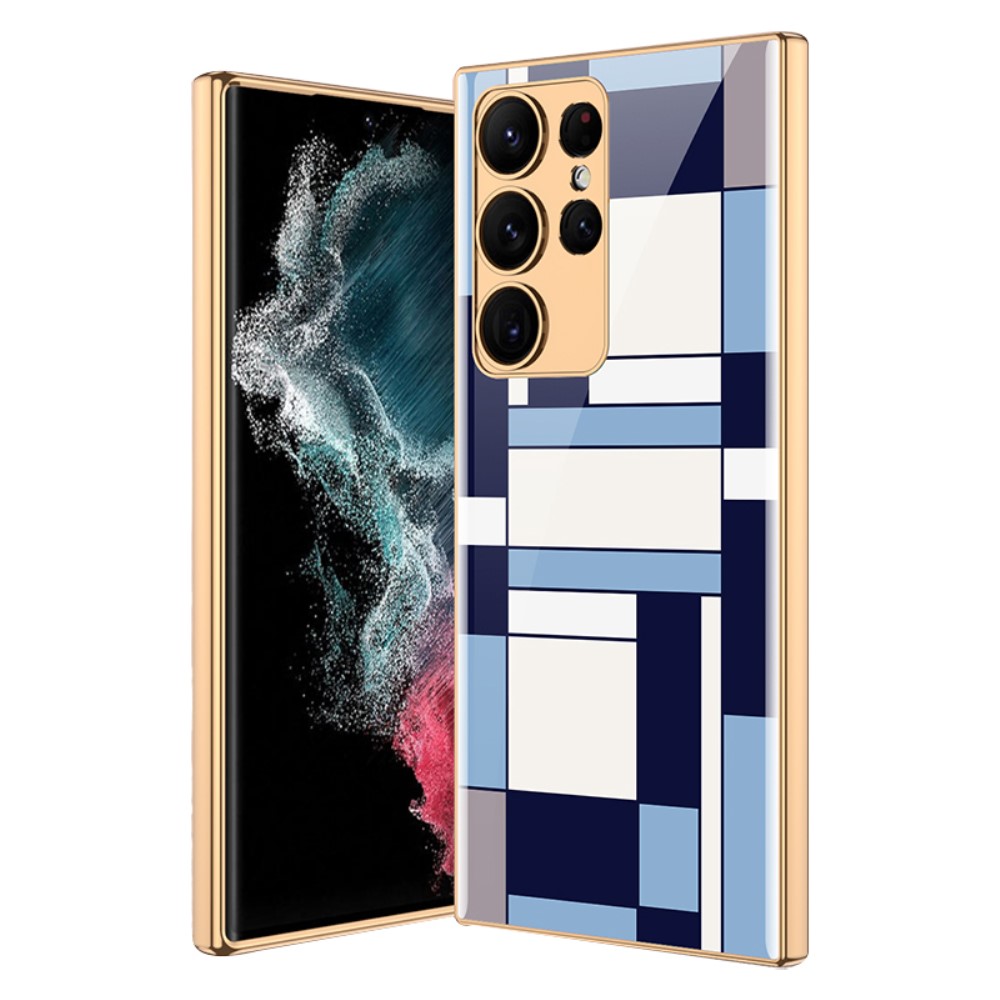 GKK GKK Galaxy S24 Ultra Skal Härdat Glas Electroplate Blå/Vit