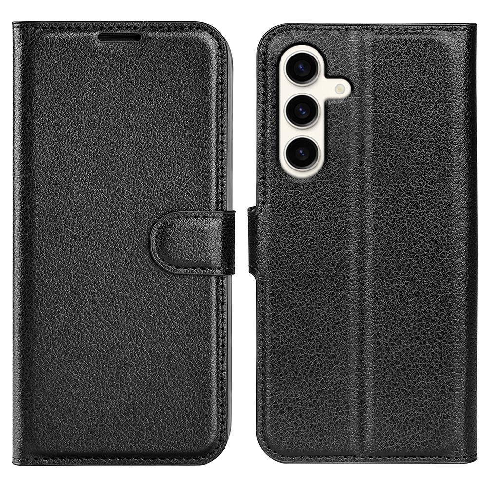  Samsung Galaxy S24 Plus Fodral Litchi Textur Svart