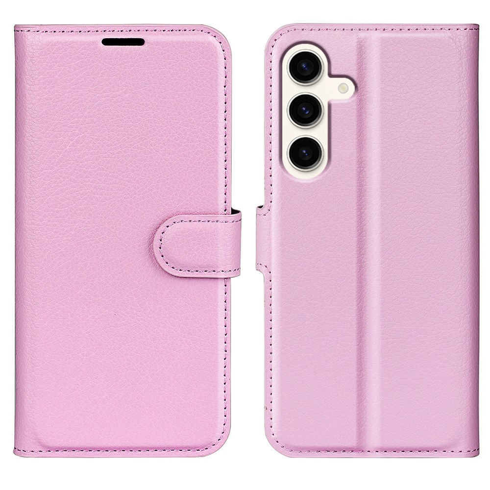  Samsung Galaxy S24 Plus Fodral Litchi Textur Ljus Rosa