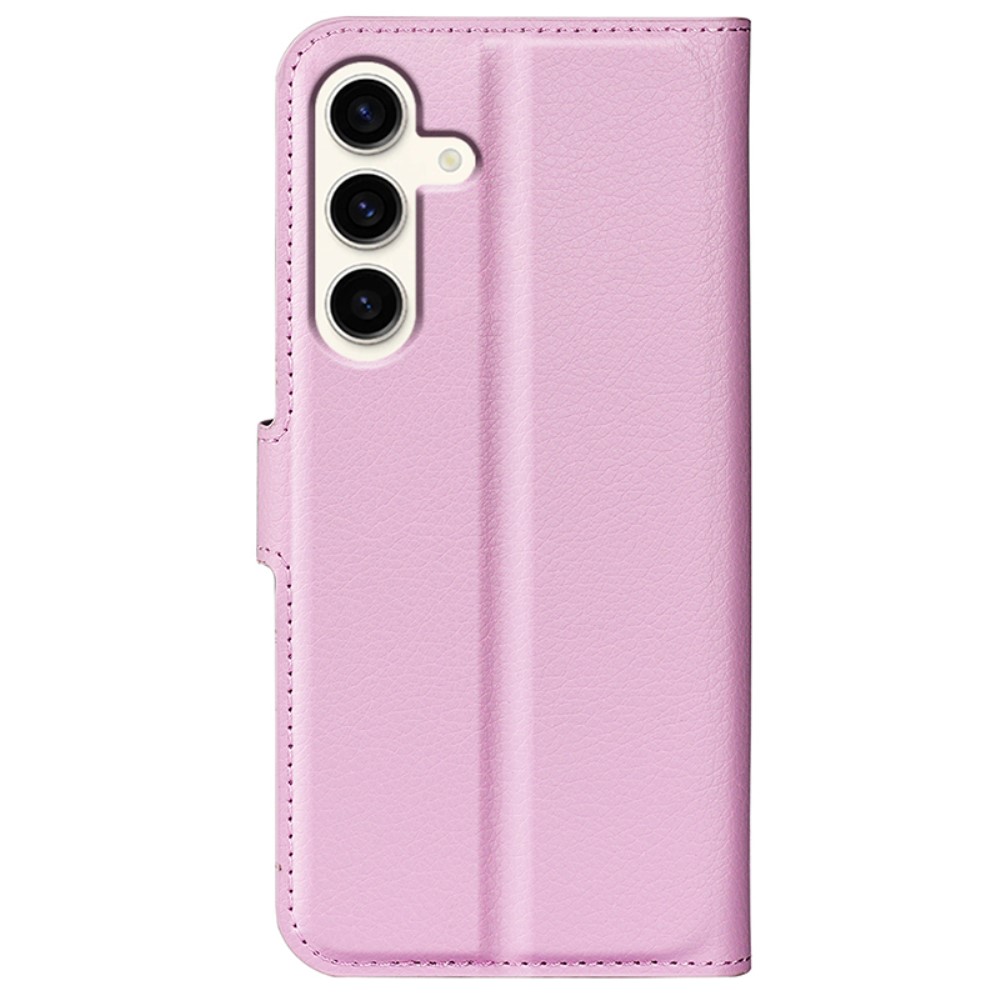  Samsung Galaxy S24 Plus Fodral Litchi Textur Ljus Rosa