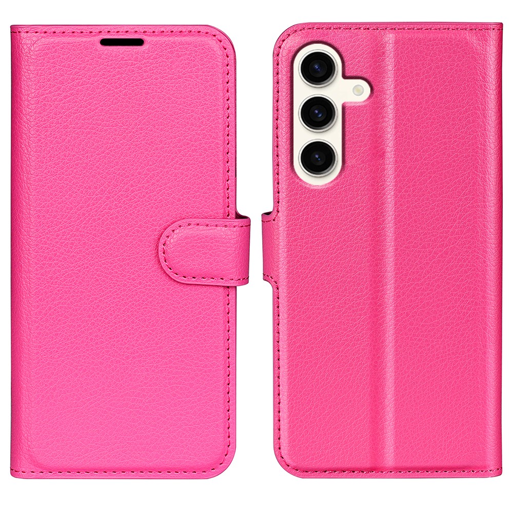  Samsung Galaxy S24 Plus Fodral Litchi Textur Rosa