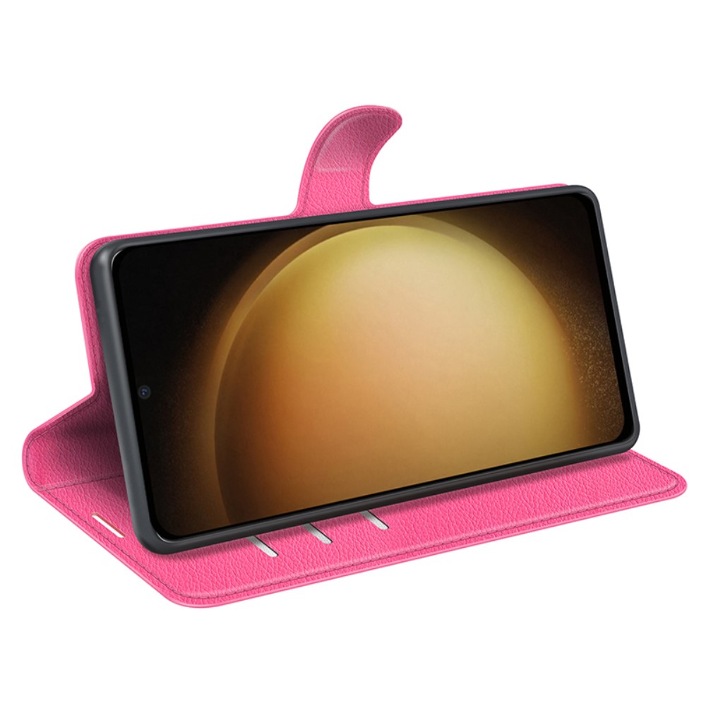  Samsung Galaxy S24 Plus Fodral Litchi Textur Rosa