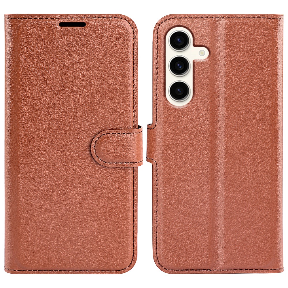  Samsung Galaxy S24 Plus Fodral Litchi Textur Brun