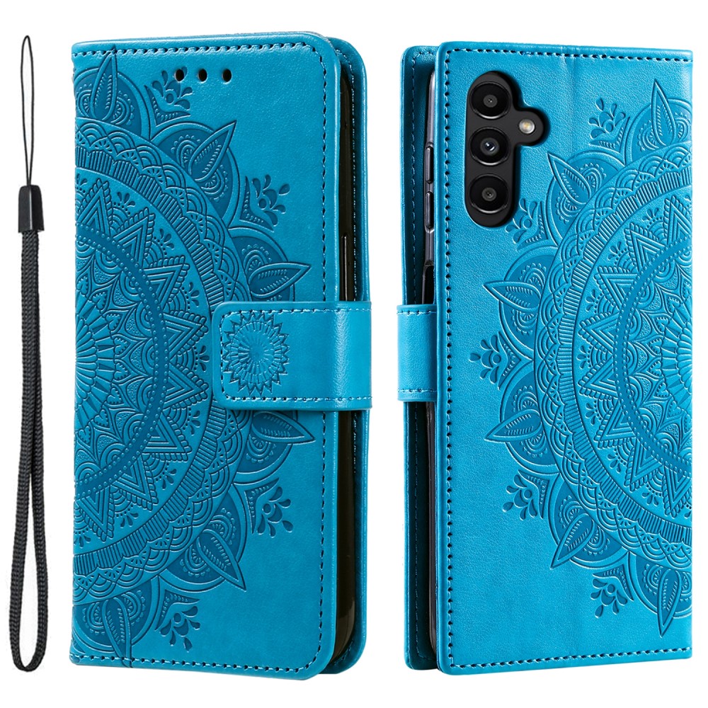  Samsung Galaxy S24 Fodral Mandala Läder Blå