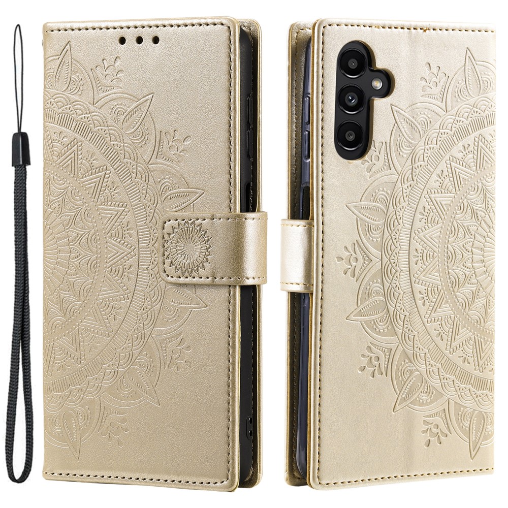  Samsung Galaxy S24 Fodral Mandala Läder Guld