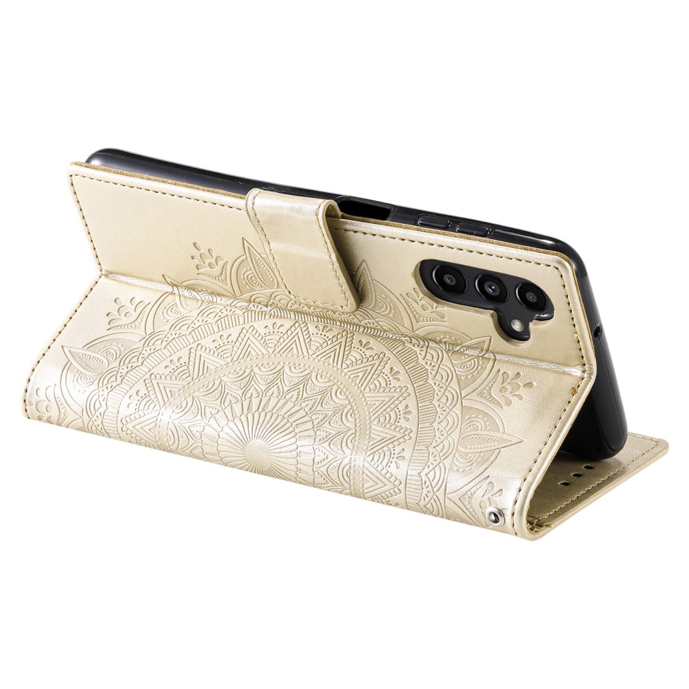  Samsung Galaxy S24 Fodral Mandala Läder Guld