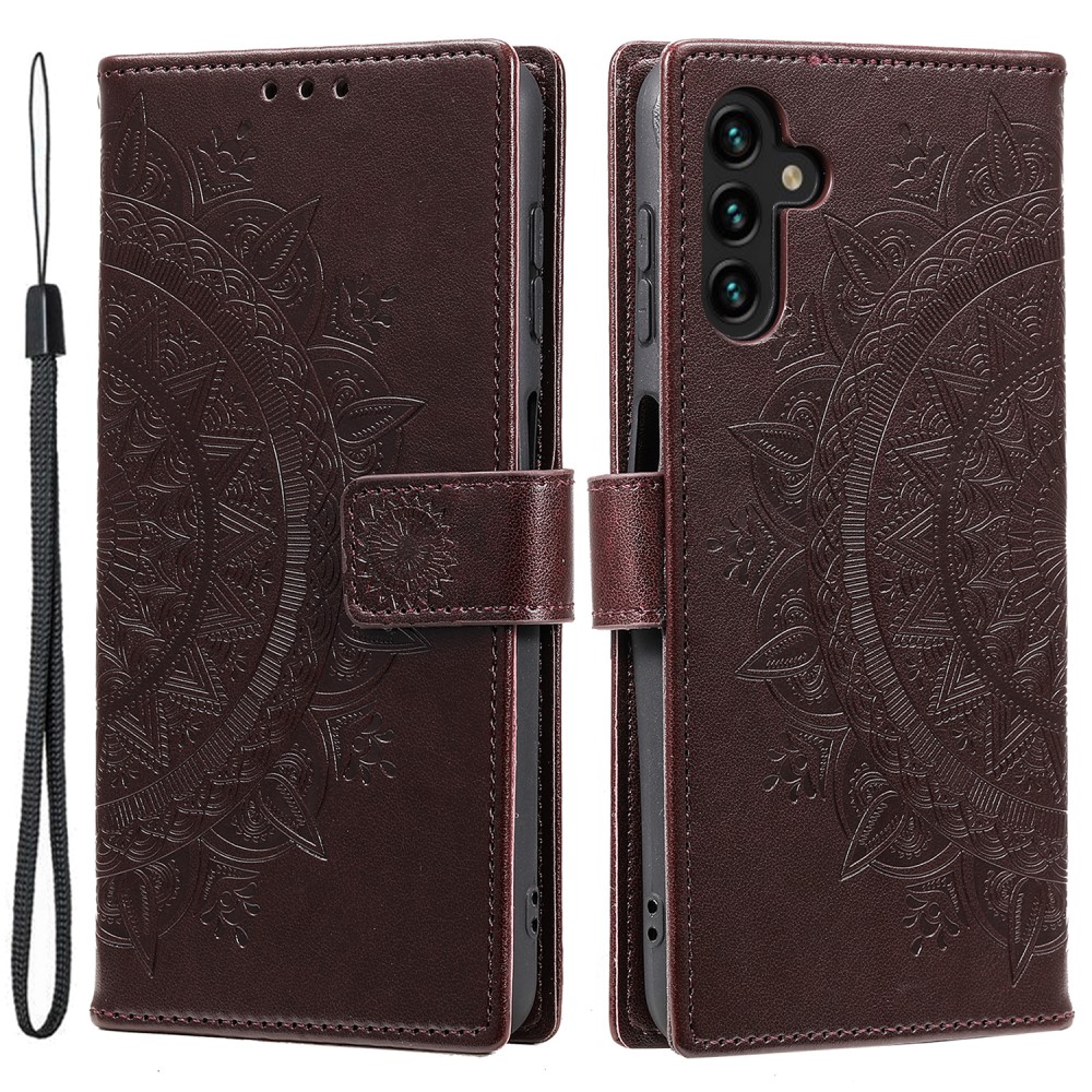  Samsung Galaxy S24 Fodral Mandala Läder Brun
