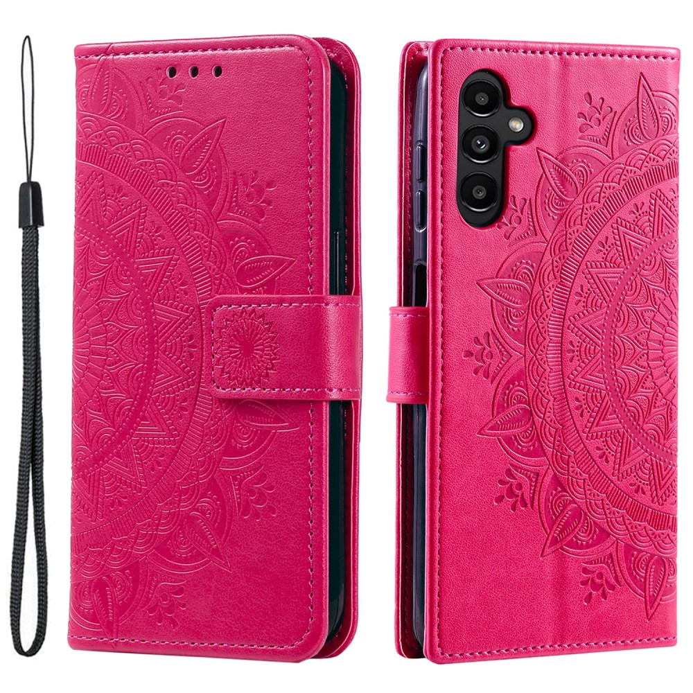  Samsung Galaxy S24 Fodral Mandala Läder Rosa