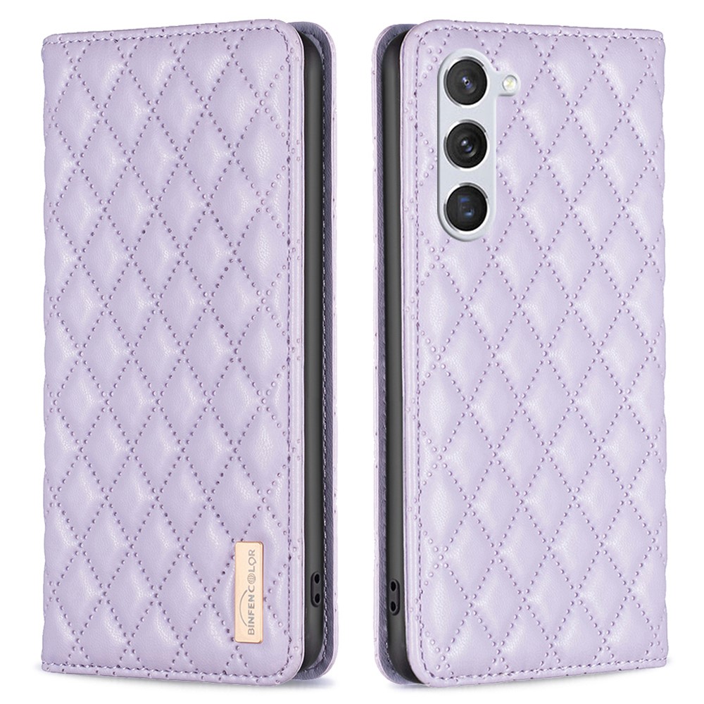 BINFEN BINFEN Galaxy S24 Fodral Diamond Flip Läder Lila