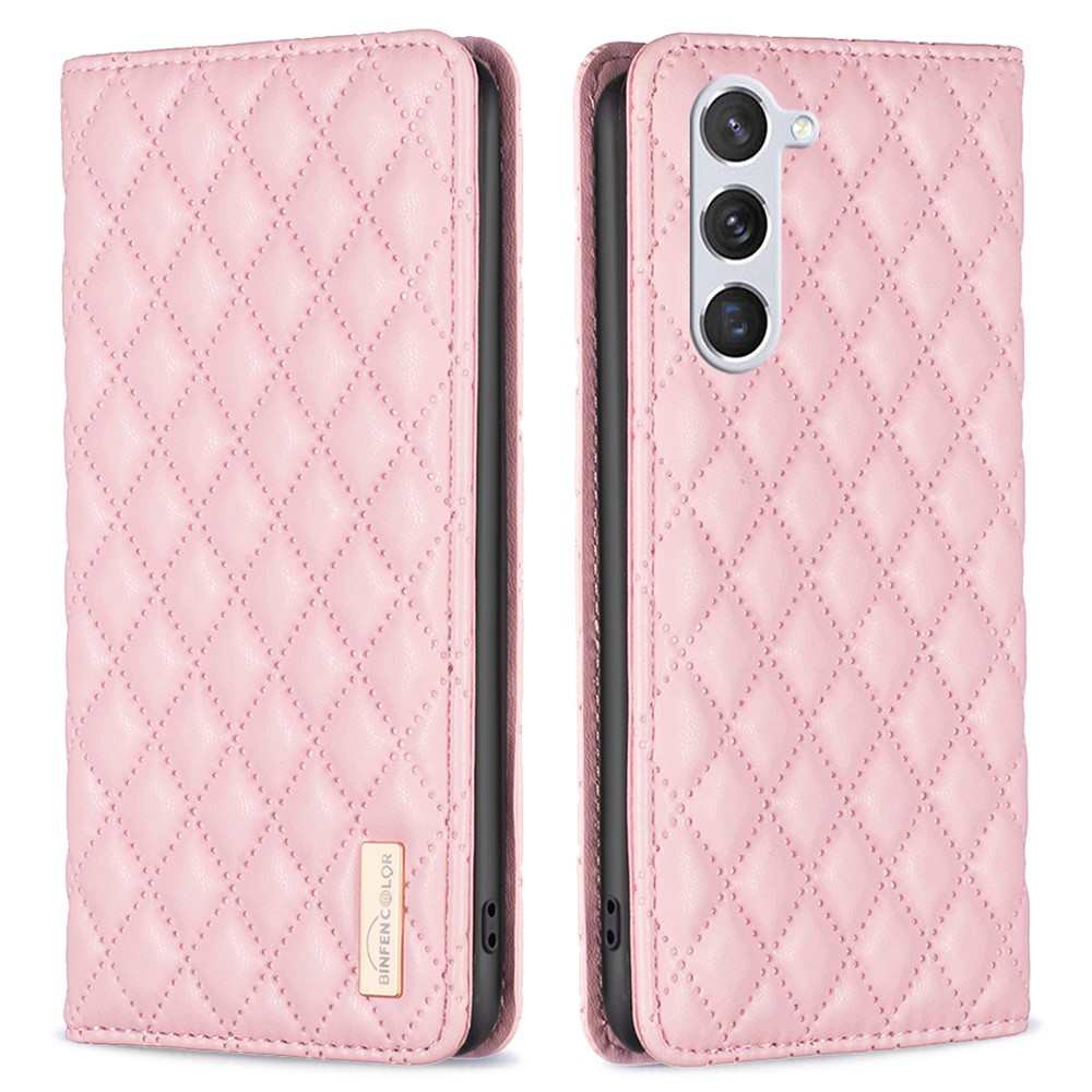 BINFEN BINFEN Galaxy S24 Fodral Diamond Flip Läder Rosa
