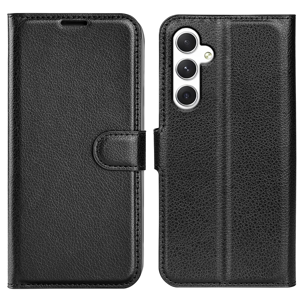  Samsung Galaxy S24 Fodral Litchi Läder Svart