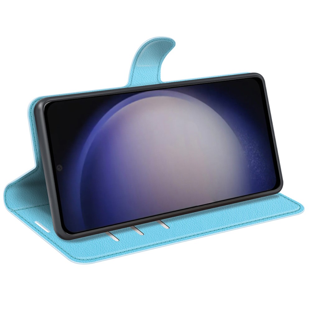  Samsung Galaxy S24 Fodral Litchi Läder Ljus Blå