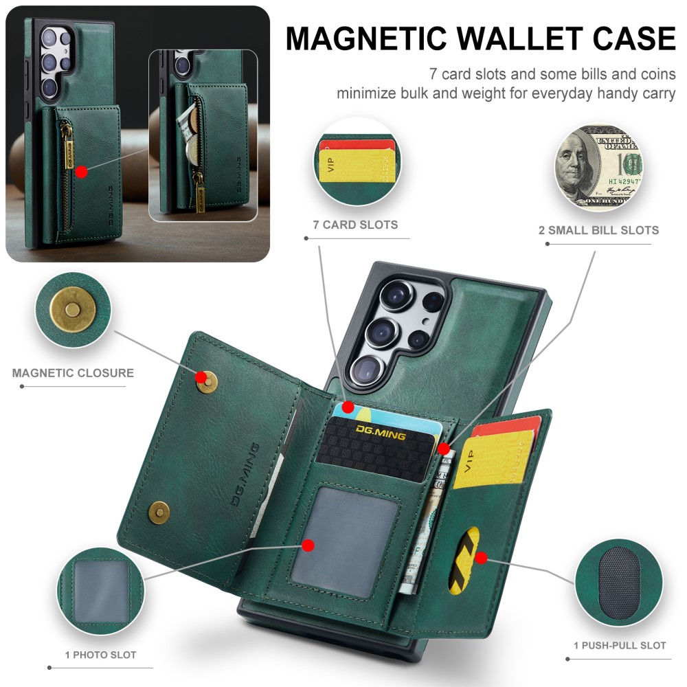 DG.MING DG.MING Galaxy S24 Skal 2in1 Magnetisk Avtagbart RFID Kortfack