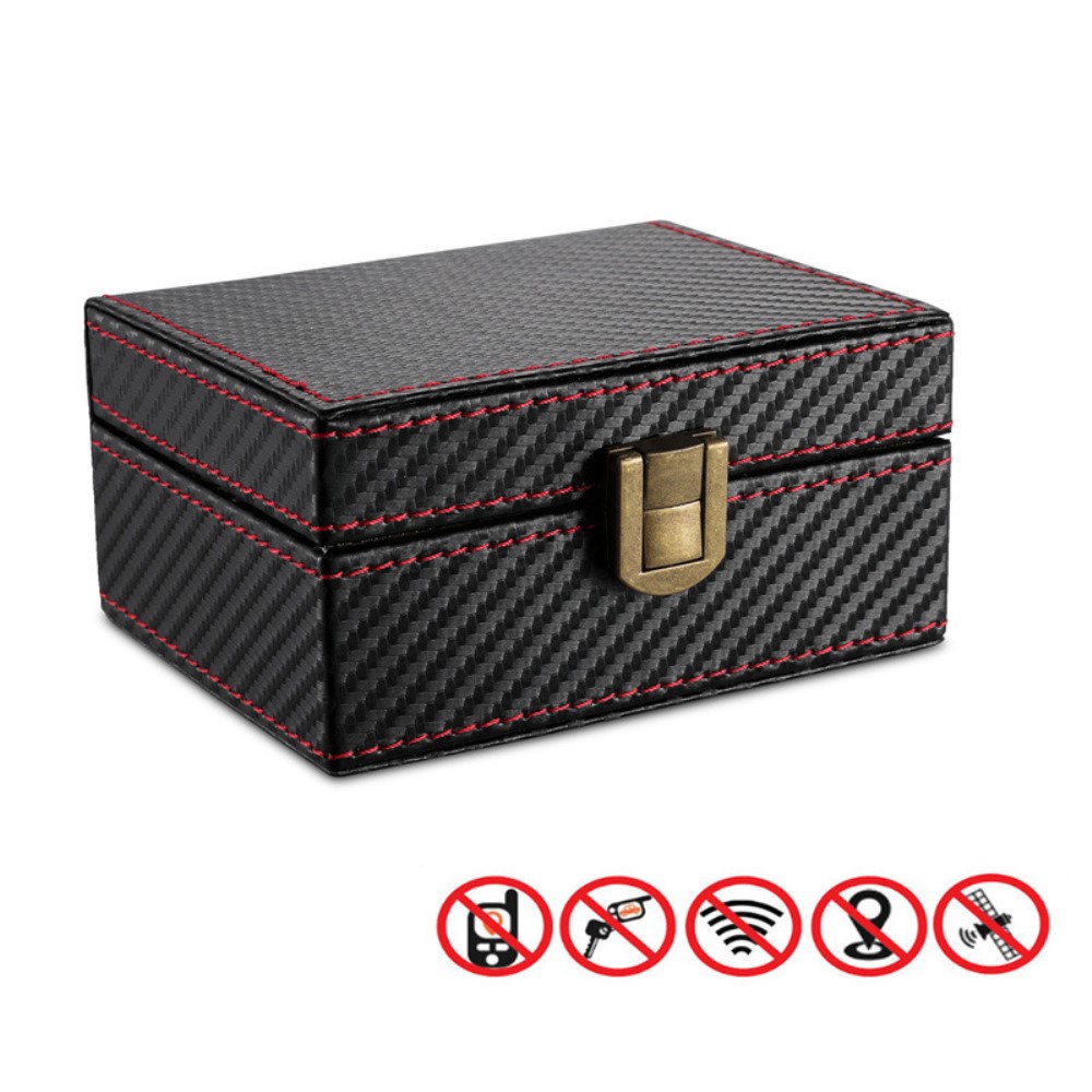  RFID Förvaringsbox/låda för Bilnyckel/Mobiltelefon Kolfibertextur (M)