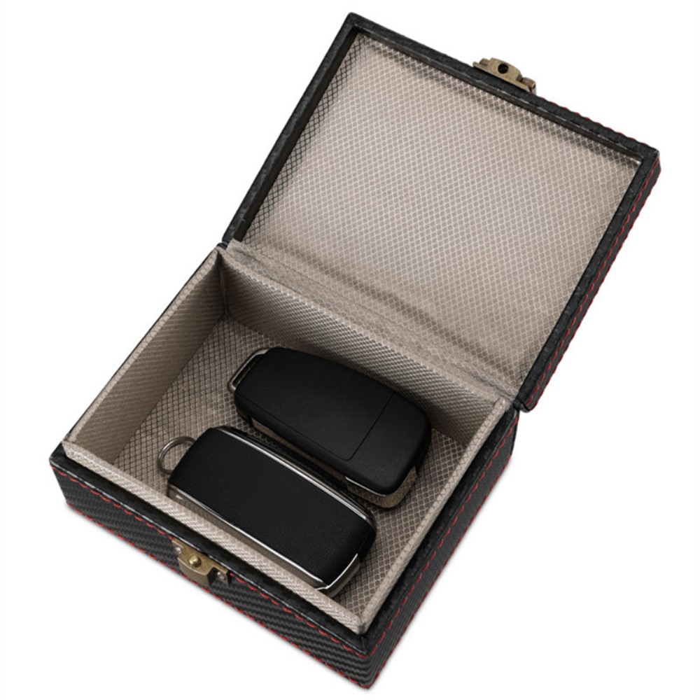  RFID Förvaringsbox/låda för Bilnyckel/Mobiltelefon Kolfibertextur (XL)