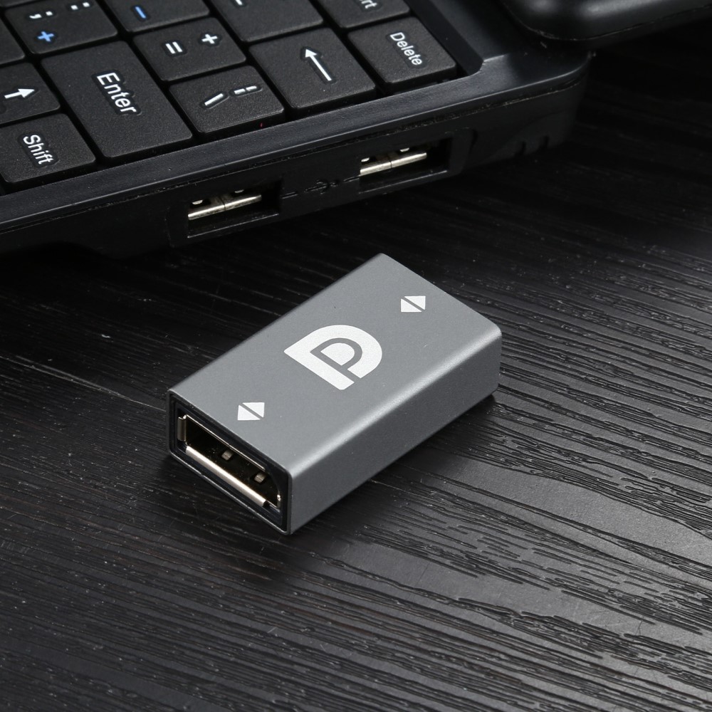  DisplayPort Hona till DisplayPort Hona Förlängning Adapter Grå