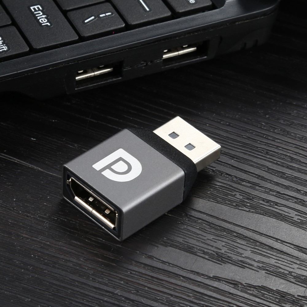  DisplayPort Hona till DisplayPort Hane Adapter Grå