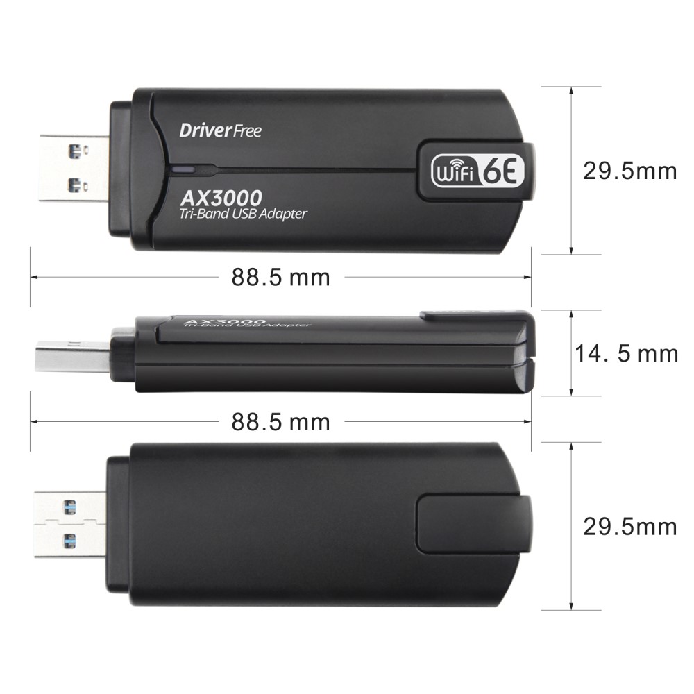  Wi-Fi Receiver USB 3.0 AX-3000 WiFi6 Nätverkskort Svart