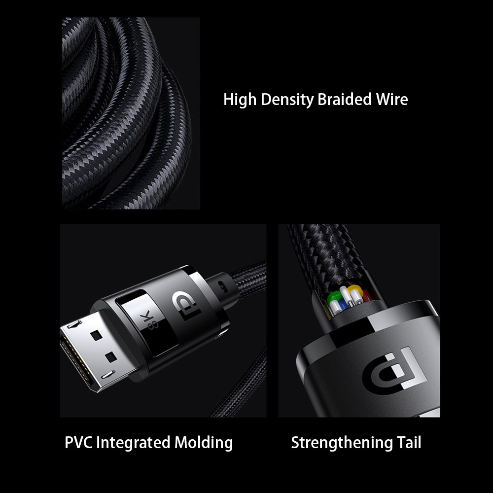BASEUS Baseus DP DisplayPort Hane Kabel 3m, 8K Stöd Svart