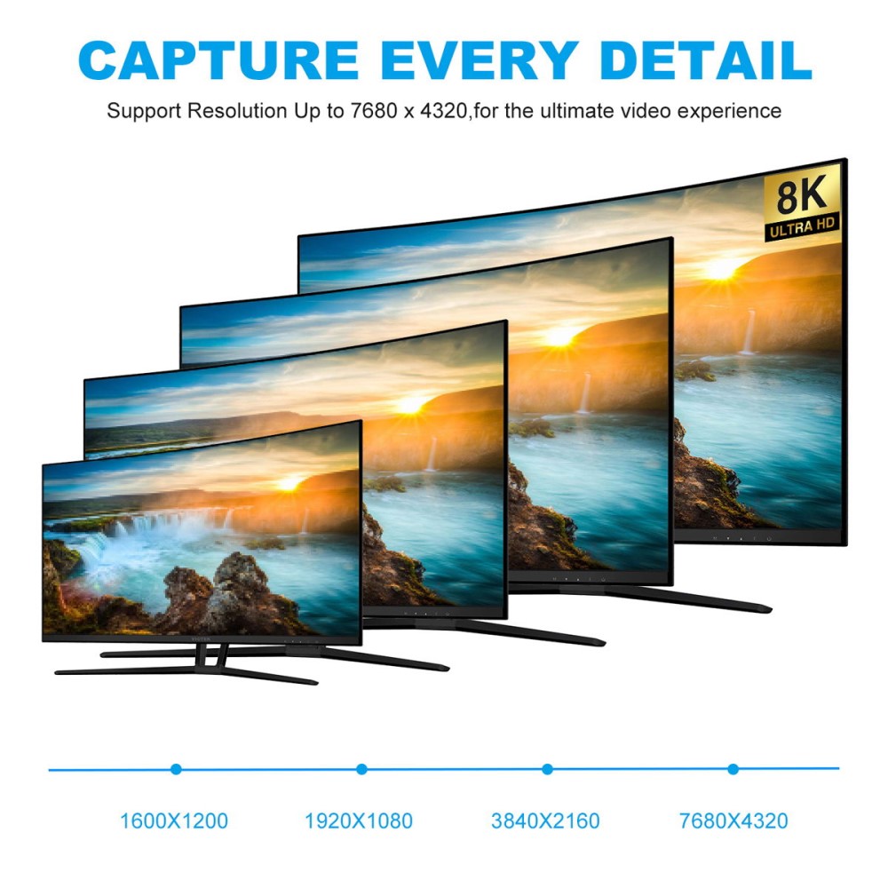  Mini DisplayPort DP till DisplayPort Adapter 8K 60Hz Blå