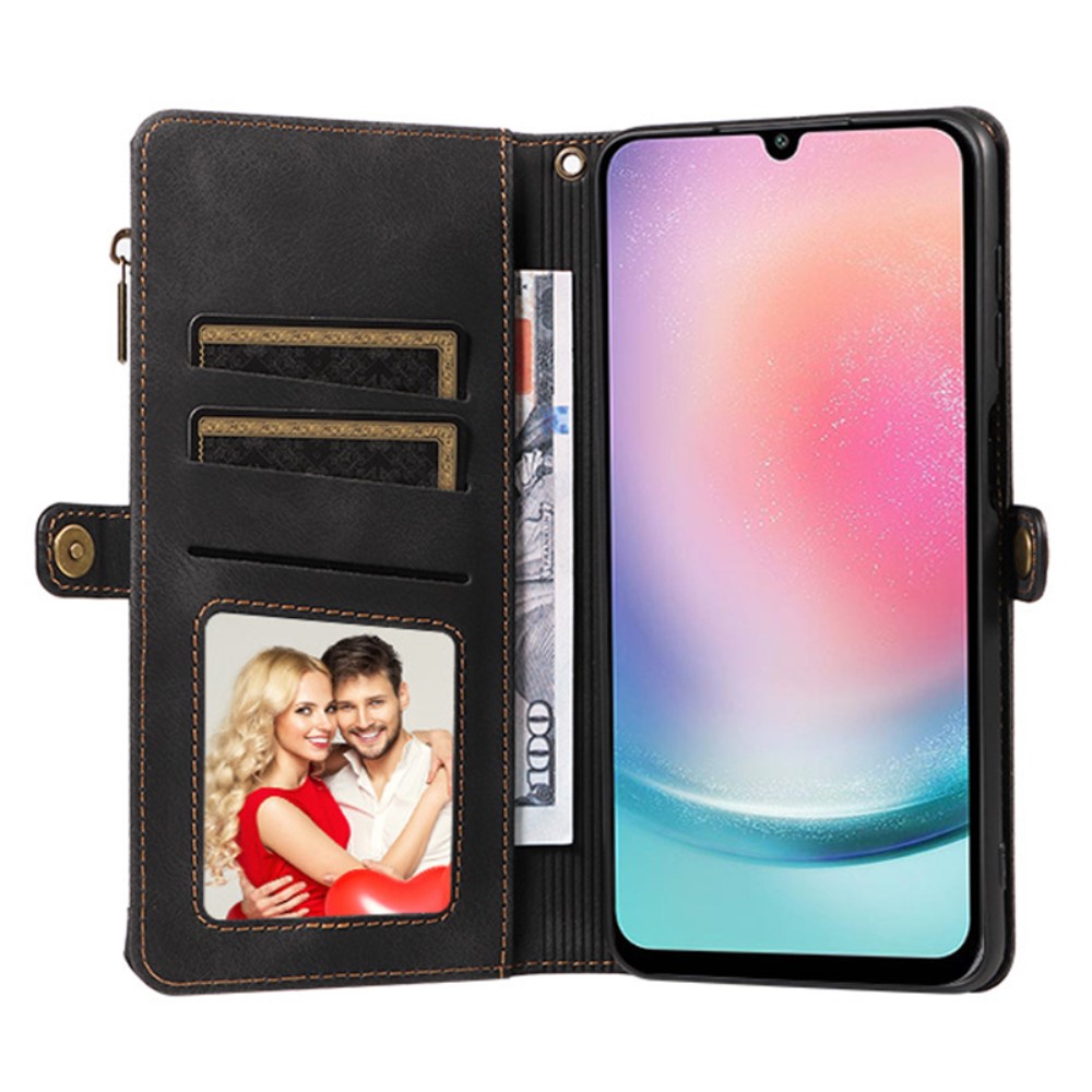  Galaxy A25 5G Fodral Multifunktionell Flerkort Läder Svart