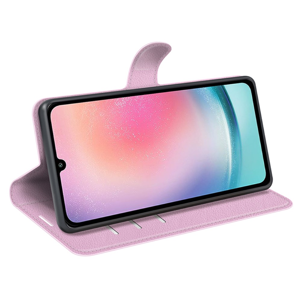  Samsung Galaxy A25 5G Fodral Litchi Läder Ljus Rosa