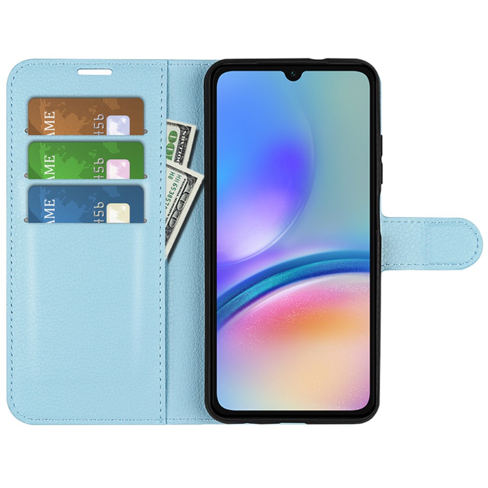  Samsung Galaxy A05s 4G Fodral Litchi Läder Ljus Blå
