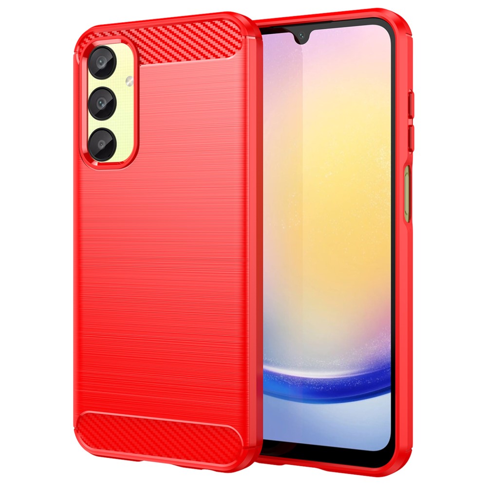  Samsung Galaxy A25 5G Skal Borstad Stål Textur Röd