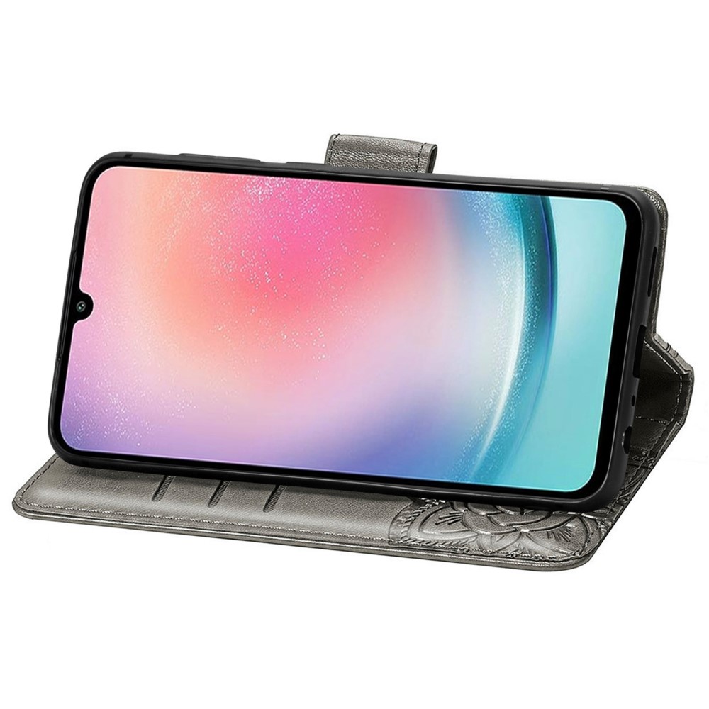  Samsung Galaxy A25 5G Fodral Läder Big Butterfly Grå