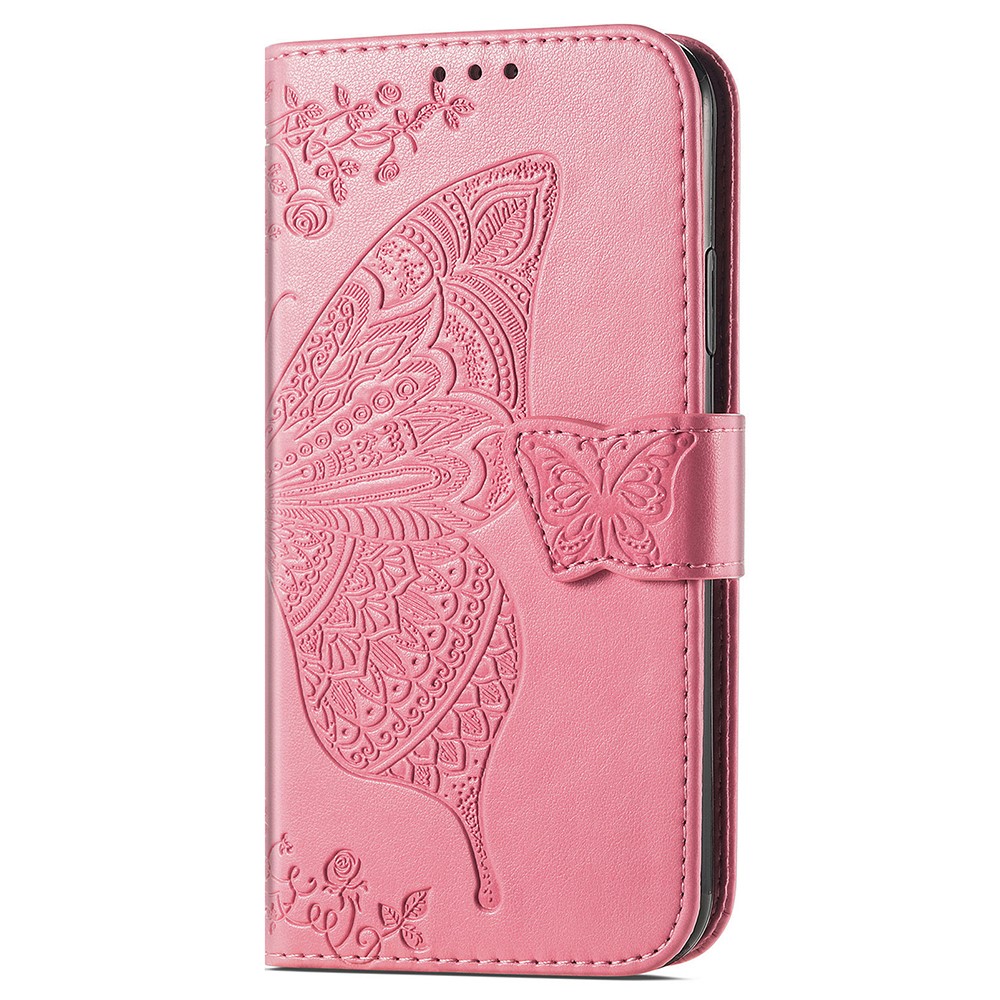  Samsung Galaxy A25 5G Fodral Läder Big Butterfly Rosa