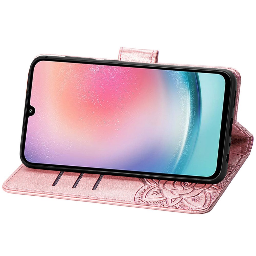  Samsung Galaxy A25 5G Fodral Läder Big Butterfly Roséguld