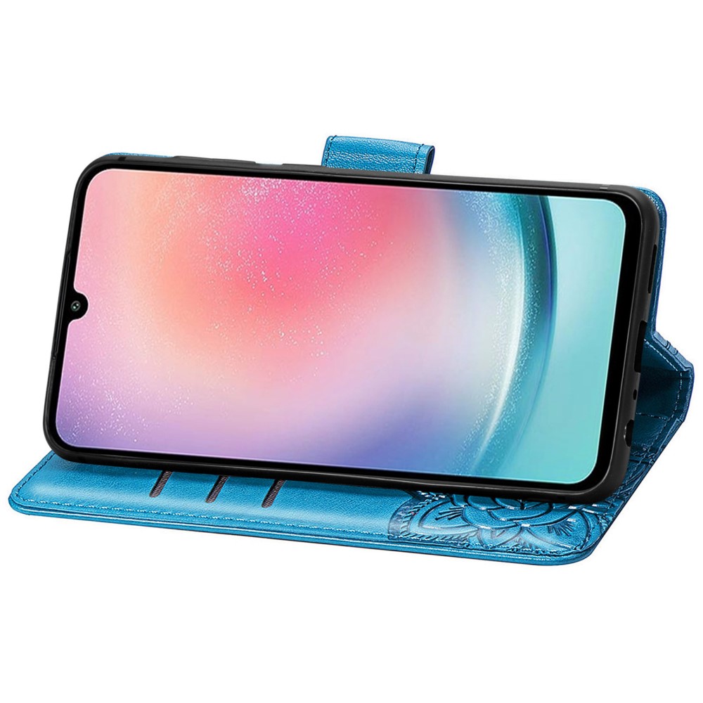  Samsung Galaxy A25 5G Fodral Läder Big Butterfly Blå