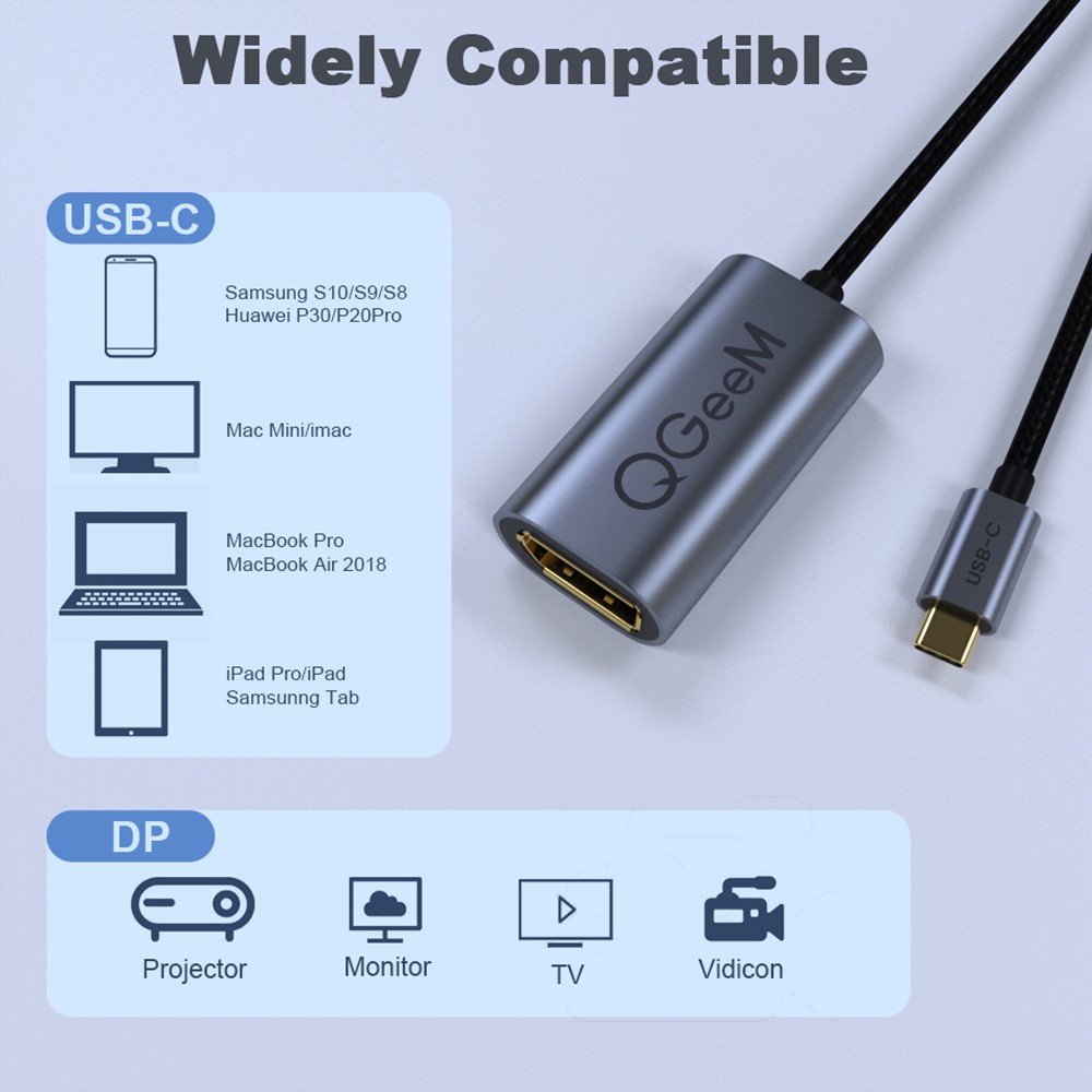  USB-C Thunderbolt3 till DisplayPort Hona Adapter 4K 60Hz Blå