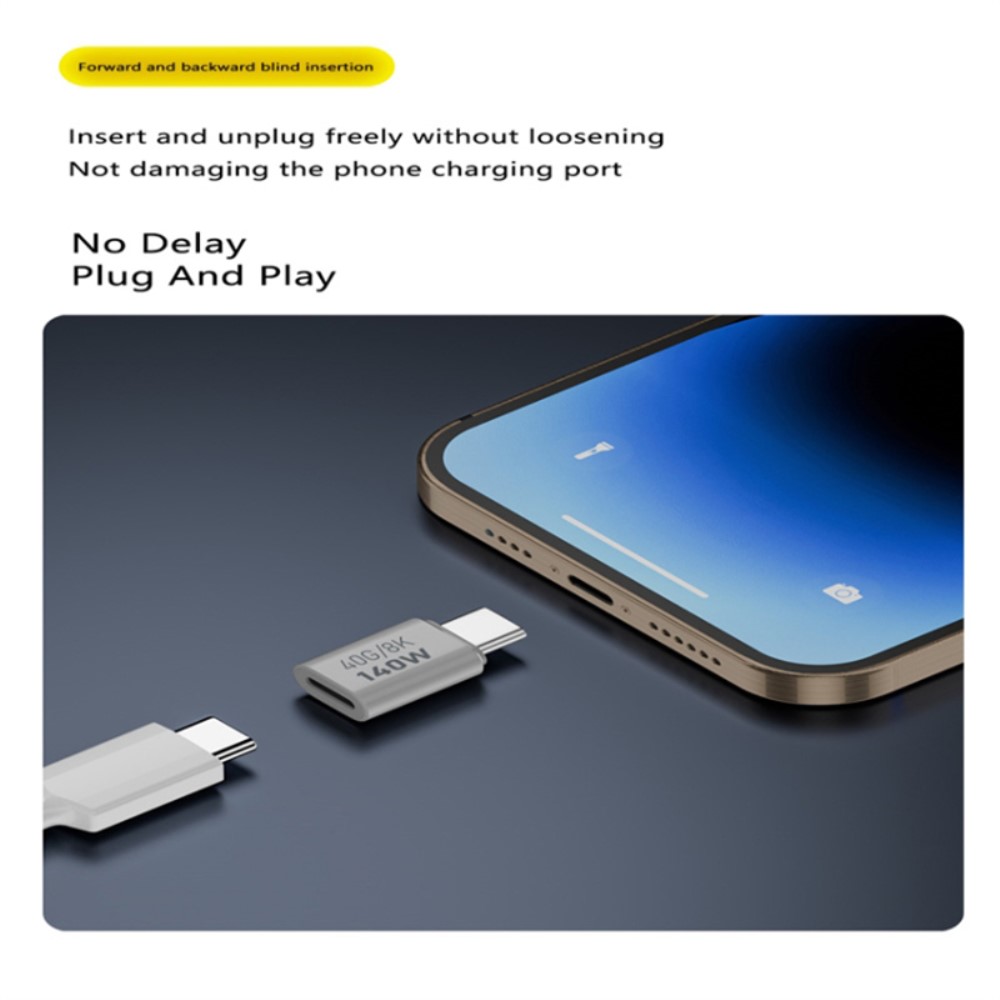  140W USB 3.1 USB-C Hane till USB-C Hona Adapter 8K 40Gbps Vit