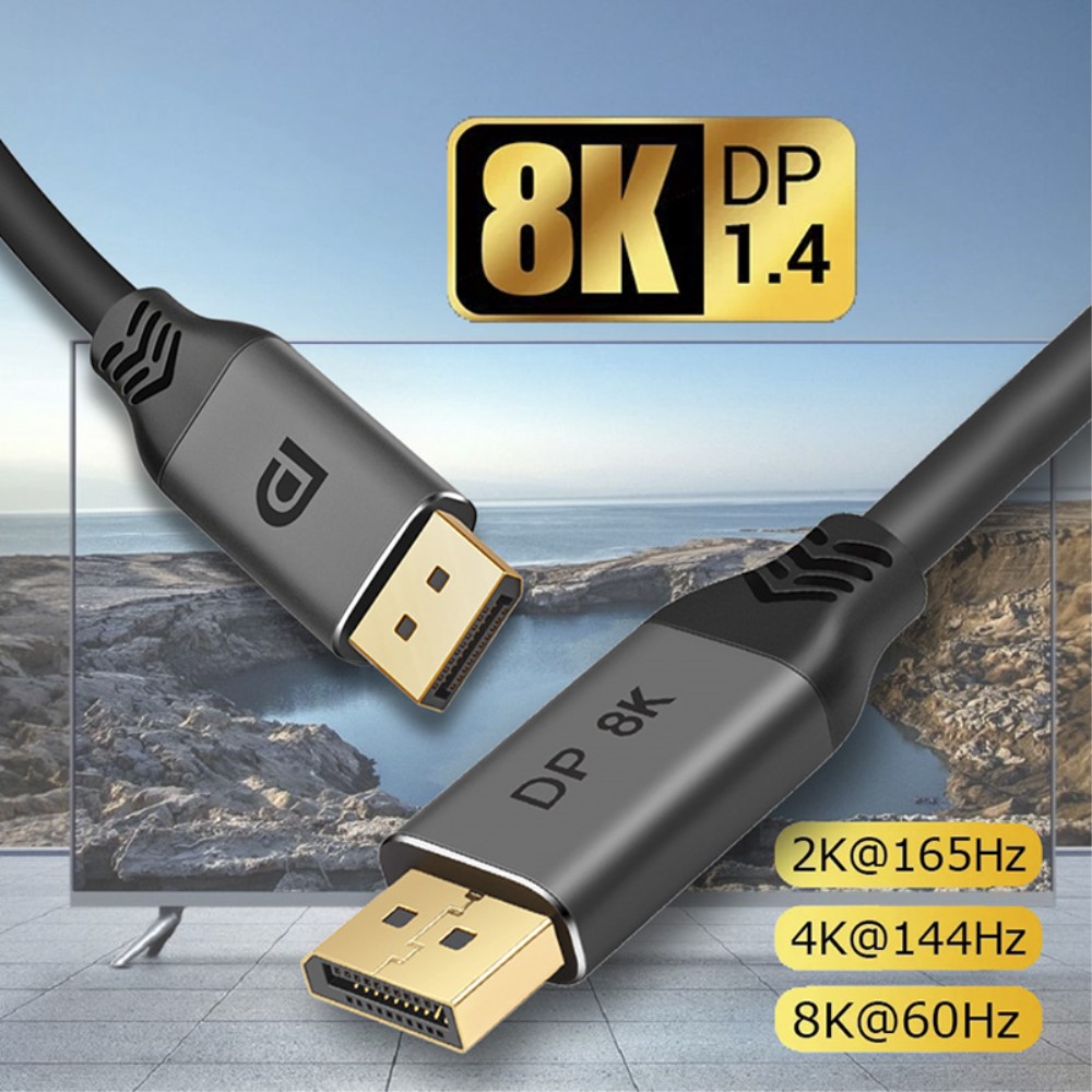  DisplayPort 1.4 Hane - DisplayPort 1.4 Hane 8K 60Hz 1m Kabel Svart