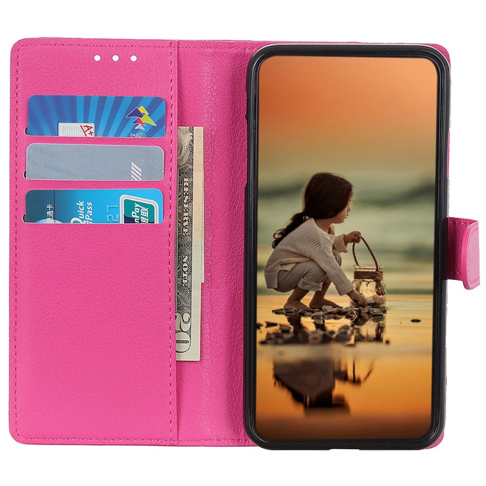  Samsung Galaxy S24 Fodral Läder Litchi Rosa
