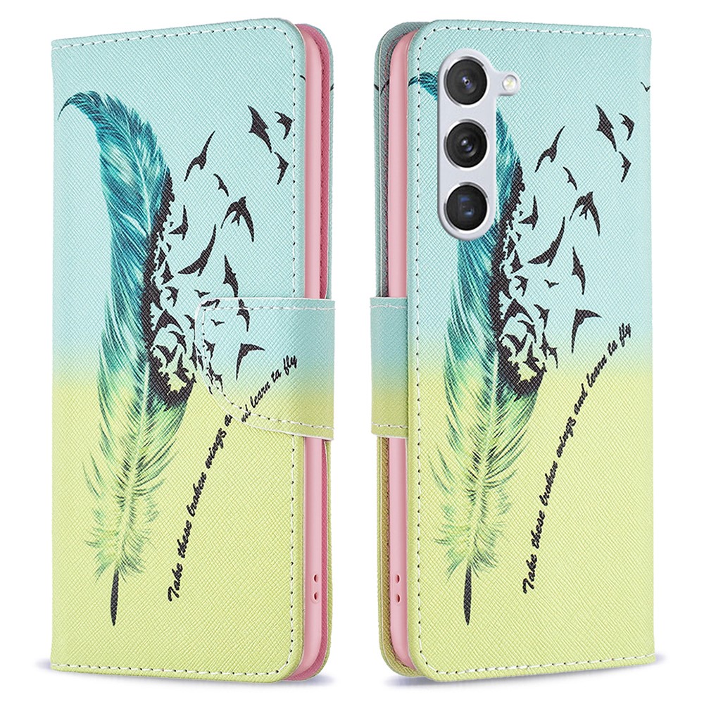  Samsung Galaxy S24 Fodral Med Tryck Fjäder/Fåglar
