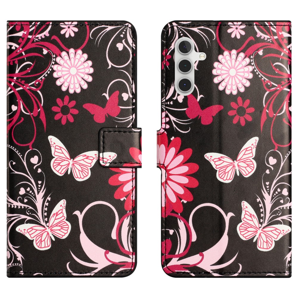  Samsung Galaxy S24 Fodral Med Tryck Rosa Fjärilar