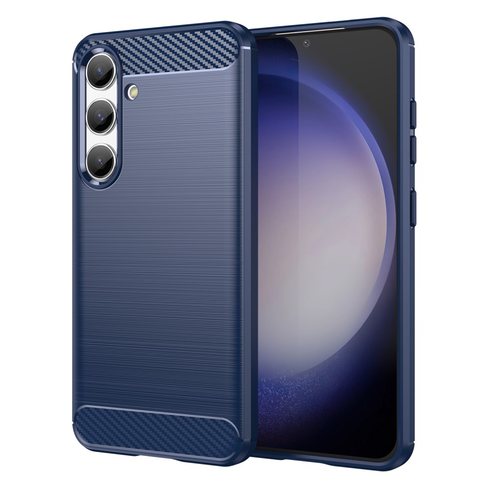  Samsung Galaxy S24 Skal Borstad Stål Textur Blå